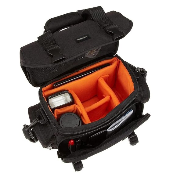 NEW - Large DSLR Gadget Bag, Black with Orange Interior - Picture 2 of 12